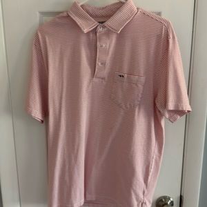Fish Hippie Men’s Pink and White Polo Shirt